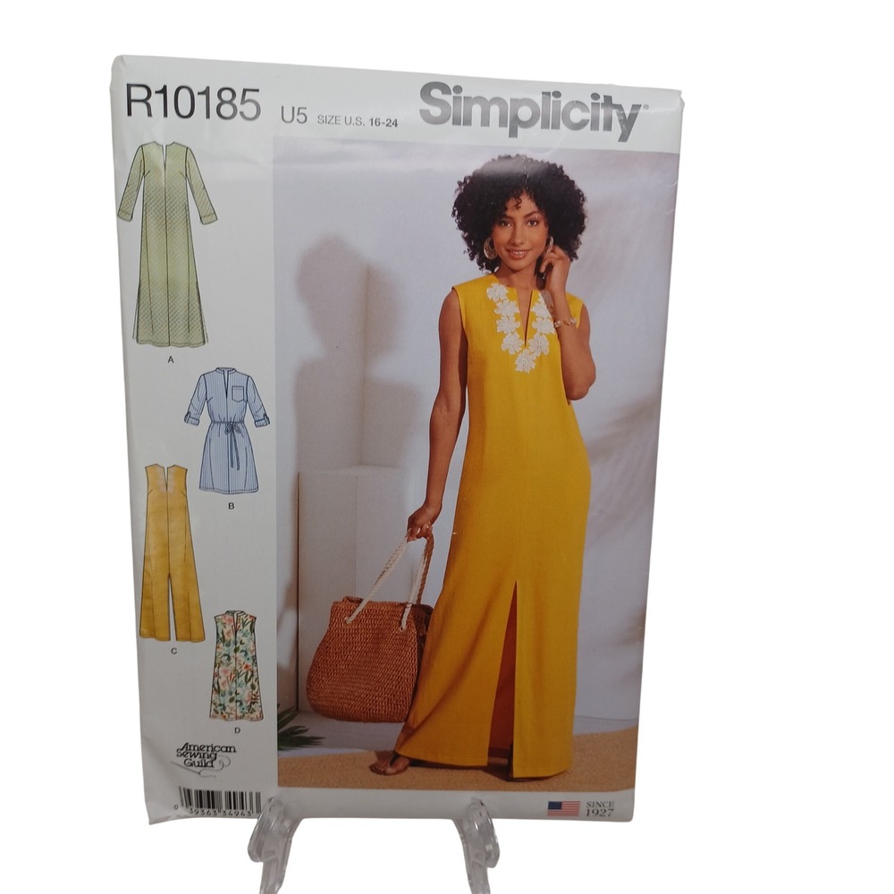 Simplicity S8912 R10185 Sewing Pattern Misses Maxi Kaftan Shirtdress Size 16-24